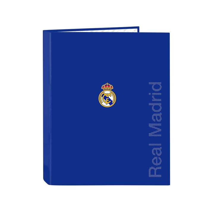 Safta Real Madrid Carpeta con 4 Anillas 25mm - Tapas Duras Forradas - Formato Folio - 265x40x330mm - Color Azul