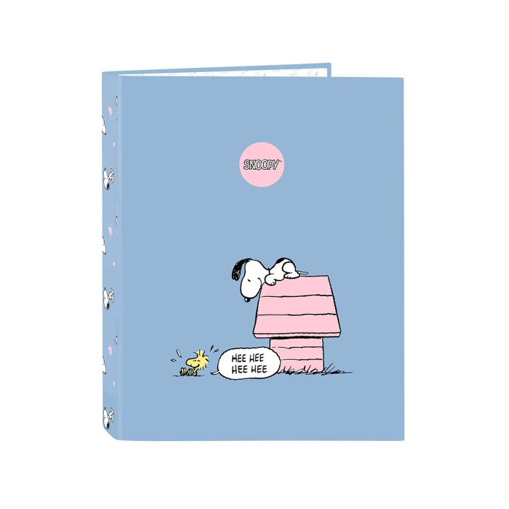 Safta Snoopy Carpeta con 4 Anillas 25mm - Tapas Duras Forradas - Formato Folio - Resistente y Protectora - 265x40x330mm - Color