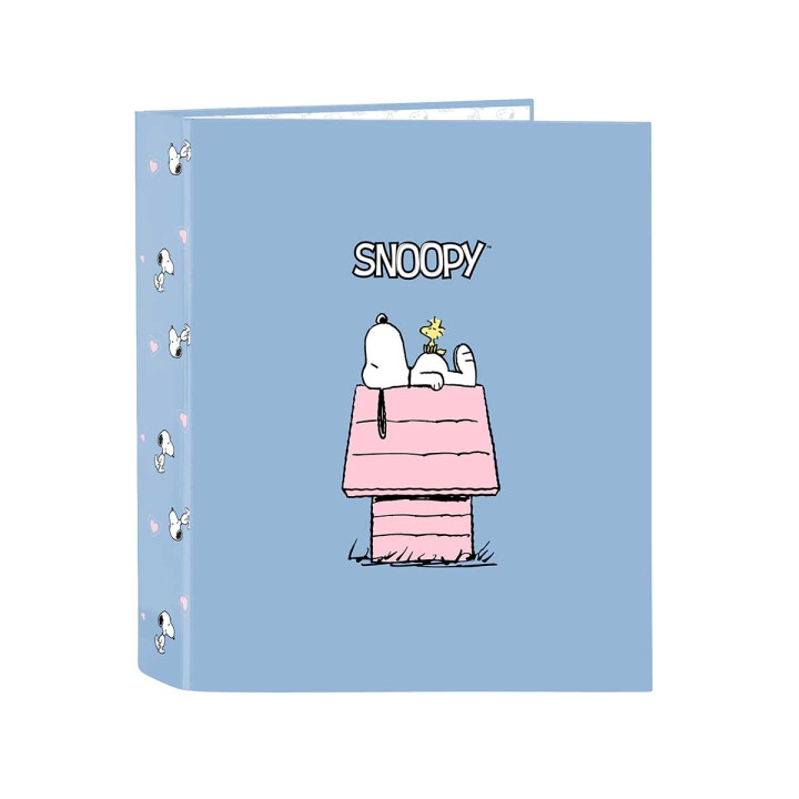 Safta Snoopy Carpeta con 4 Anillas 40mm - Tapas Duras Forradas - Formato Folio - 270x60x330mm - Color Azul
