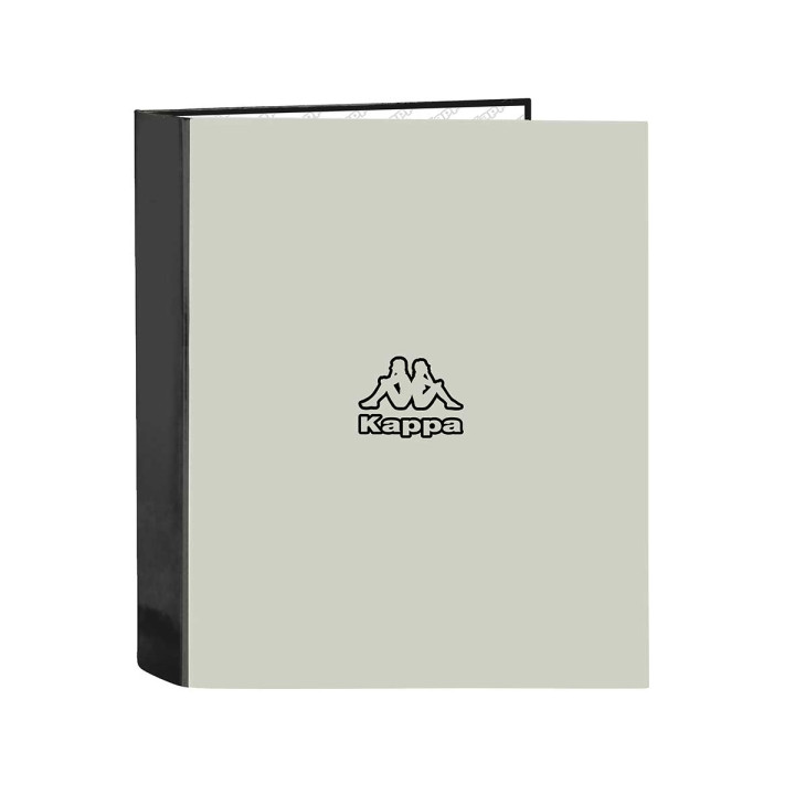 Safta Kappa Grey Carpeta con 4 Anillas 40mm - Tapas Duras Forradas - Formato Folio - 270x60x330mm - Color Negro y Gris