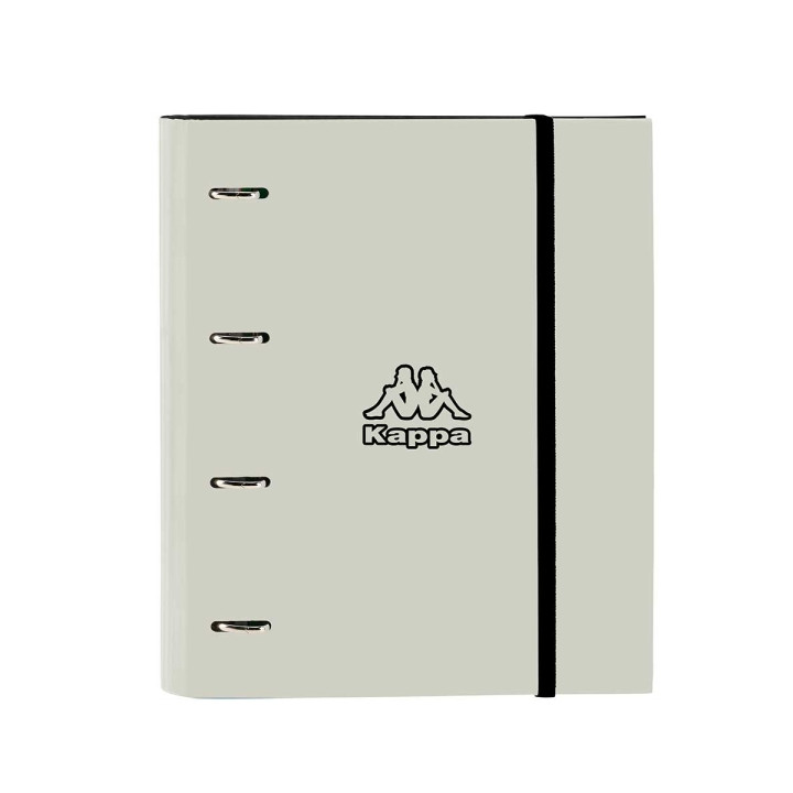 Safta Kappa Grey Carpeta con 4 Anillas 35mm - Tapas Duras Forradas - Recambio 100 Hojas 80g/m2 - Cierre Elastico - Incluye Separ