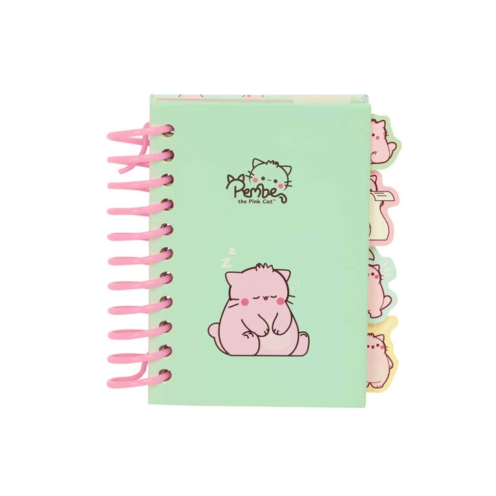 Safta Pembe The Pink Cat Bloc de Notas A7 - Tapas Duras - 80 Hojas - Gramaje 80g/m2 - Incluye 4 Separadores - 74x105mm - Color M