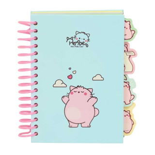 Safta Pembe The Pink Cat Bloc de Notas A6 - Tapas Duras - 80 Hojas - Gramaje 80g/m2 - Incluye 4 Separadores - 105x148mm - Color