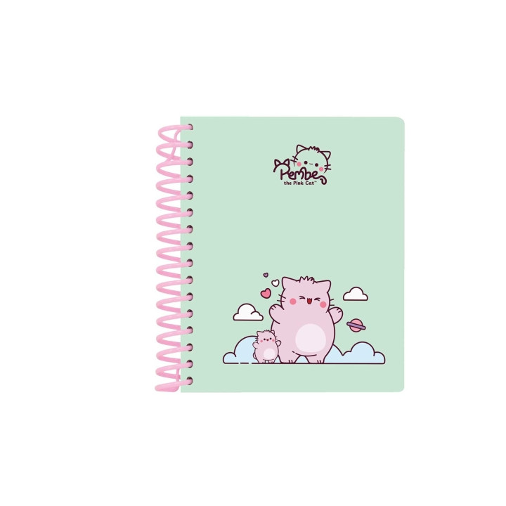 Safta Pembe The Pink Cat Bloc de Notas A6 - Tapas Duras - 120 Hojas - Gramaje 80g/m2 - 118x146mm - Color Menta