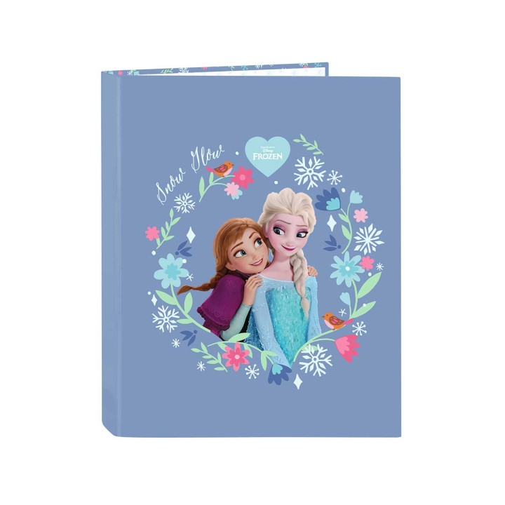 Safta Frozen Carpeta con 4 Anillas 25mm - Tapas Duras Forradas - Formato Folio - Resistente - 265x40x330mm - Color Azul
