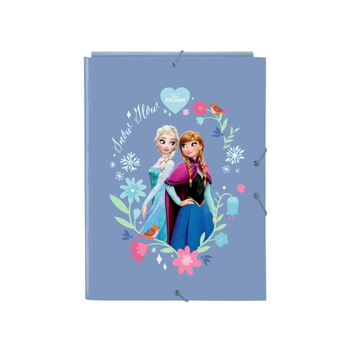 Safta Frozen Carpeta con 3 Solapas - Tapas Duras Forradas - Formato Folio - Cierre con Gomas - Durabilidad y Proteccion - 260x25