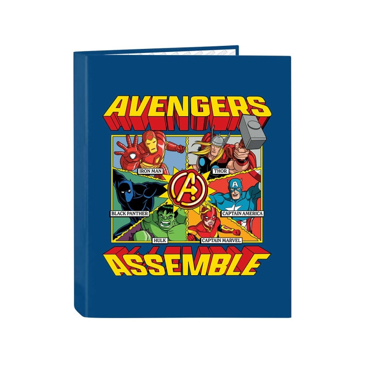 Safta Avengers Carpeta con 4 Anillas 25mm - Tapas Duras Forradas - Formato Folio - 265x40x330mm - Color Azul Oscuro
