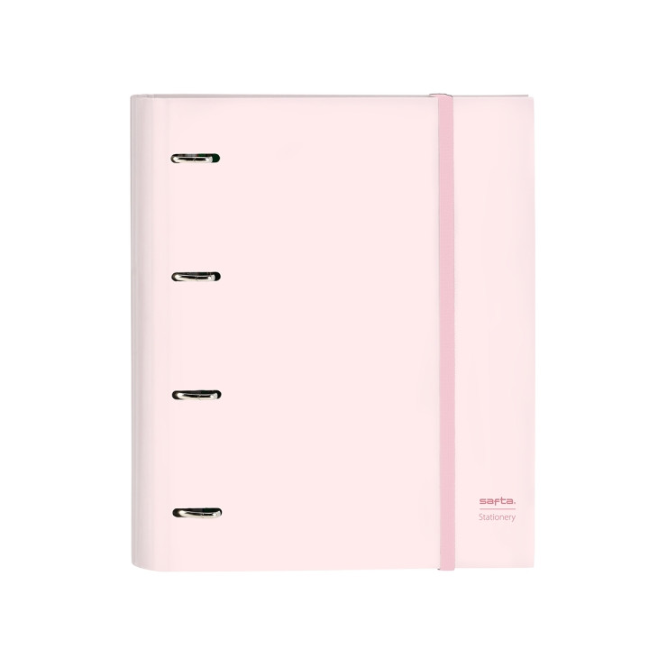 Safta Carpeta con 4 Anillas 35mm - Tapas Duras Forradas - Recambio 100 Hojas 80g/m2 - Cierre Elastico - Separadores Incluidos -