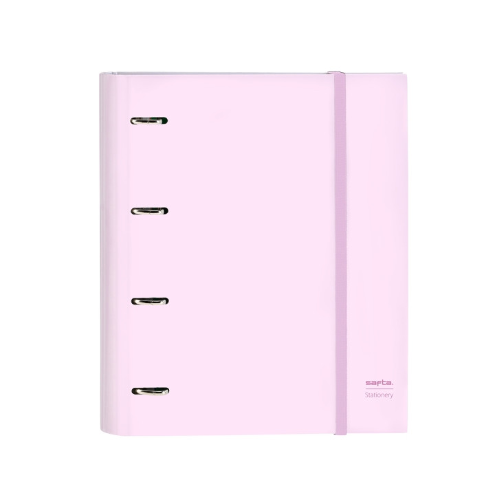 Safta Carpeta con 4 Anillas 35mm - Tapas Duras Forradas - Recambio 100 Hojas - Cuadriculas 5x5mm - Cierre Elastico - Separadores