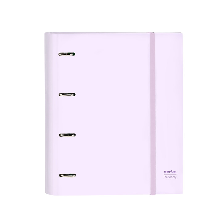 Safta Carpeta con 4 Anillas 35mm - Tapas Duras Forradas - Recambio 100 Hojas - Cuadriculas 5x5mm - Cierre Elastico - Incluye Sep