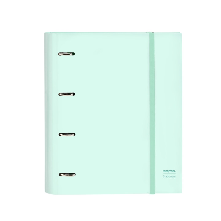 Safta Carpeta con 4 Anillas 35mm - Tapas Duras Forradas - Cierre Elastico - Recambio 100 Hojas de 80g/m2 - Separadores Internos