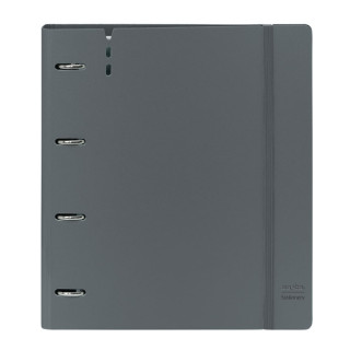 Safta Carpeta con 4 Anillas 35mm - Tapas de PP Foam - Recambio 100 Hojas - Cierre Elastico - Ranura para Boligrafo - Solapa Inte