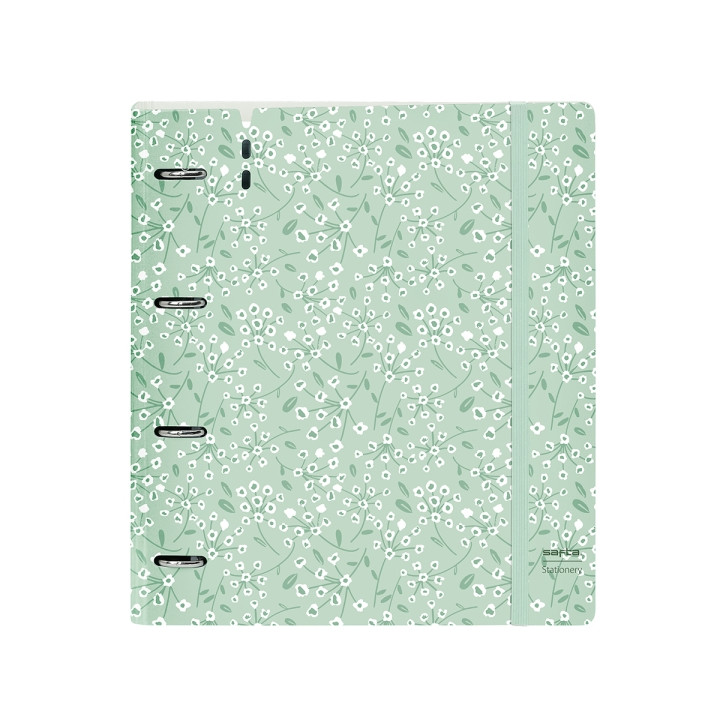 Safta Carpeta con 4 Anillas 35mm - Tapas de PP Foam - Recambio 100 Hojas - Cierre Elastico - Ranura para Boligrafo - Solapa Inte