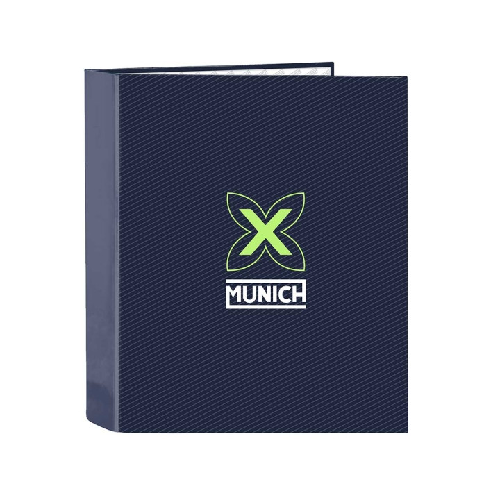 Safta Munich Blue Indigo Carpeta con 4 Anillas 40mm - Tapas Duras Forradas - Formato Folio - 270x60x330mm - Color Azul Marino