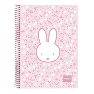 Safta Miffy Flores Cuaderno Espiral - Formato Cuarto - 80 Hojas Cuadriculado 4x4mm - Papel 80g/m2 - Tapas Duras - 155x10x220mm -