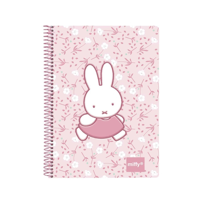 Safta Miffy Flores Bloc de Notas - Espiral - Estampado Divertido - 135x19x179mm - Color Rosa