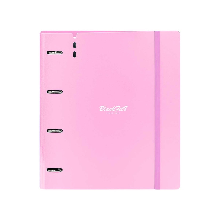 Safta Blackfit8 Smile Carpeta con 4 Anillas 35mm - Tapas de PP Foam - Recambio 100 Hojas - Cierre Elastico - Incluye Separadores