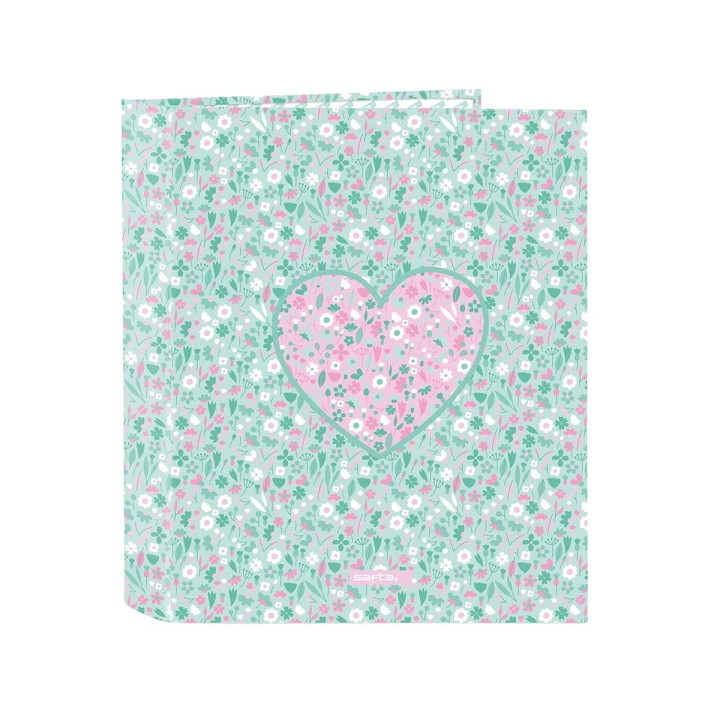 Safta Cuore Carpeta con 4 Anillas 40mm - Tapas Duras Forradas - Formato Folio - 270x60x330mm - Color Turquesa