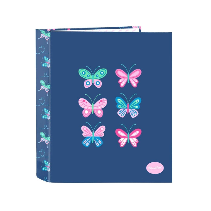 Safta Blackfit8 Mariposas Carpeta con 4 Anillas 40mm - Tapas Duras Forradas - Formato Folio - Resistente - 270x60x330mm - Color