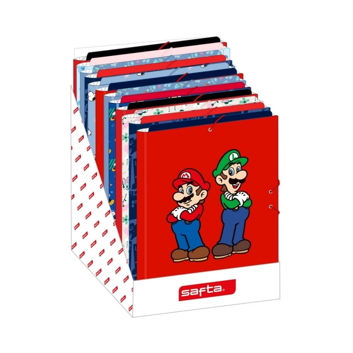 Safta Expositor con 12 Carpetas de Solapas - Formato Folio - Fabricado con Carton Reciclado - Estructura Robusta y Estable - 290