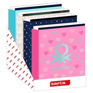 Safta Expositor con Carpetas de Anillas - Material Reciclado - Formato Folio - Lomo Ancho - 290x340x340mm - Colores Surtidos