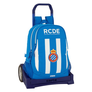 Safta RCD Espanyol Mochila con Carro - Portabotellas - Dos Compartimentos - Doble Cremallera - Hombreras y Espalda Acolchadas -