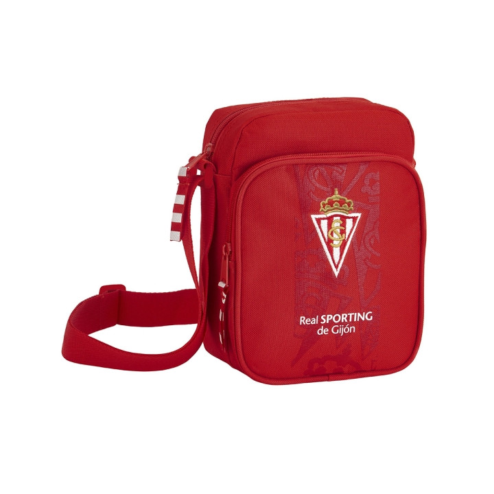 Safta Real Sporting de Gijon Corporativa Bandolera - Cremallera - Bolsillo Frontal - Bandolera Ajustable - Compartimento Trasero