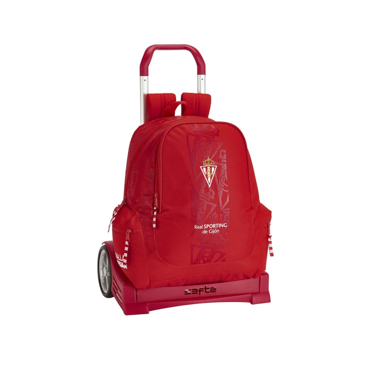 Safta Real Sporting de Gijon Corporativa Mochila con Carro - Cremallera - Hombreras Acolchadas - Tirador Doble - Mochila Extraib