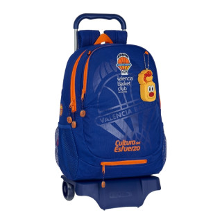 Safta Valencia Basket Mochila con Carro - Portabotellas - 2 Compartimentos - Doble Cremallera - Hombreras y Espalda Acolchadas -