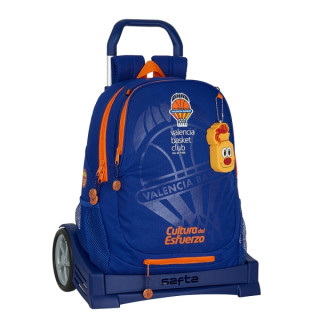 Safta Valencia Basket Mochila con Carro - Portabotellas - Dos Compartimentos - Tirador Doble - Hombreras y Espalda Acolchadas -