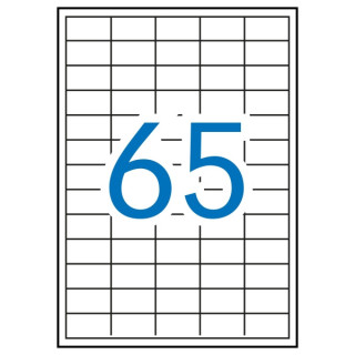 Apli Pack de 6.500 Etiquetas Rectangulares 38 x 21.2mm - 100 Hojas por 65 Etiquetas - Adhesivo Removible - Cantos Rectos - Colo