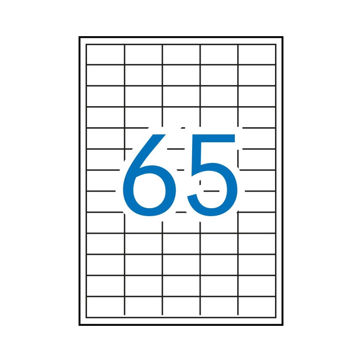 Apli Pack de 6.500 Etiquetas Rectangulares 38 x 21.2mm - 100 Hojas por 65 Etiquetas - Adhesivo Removible - Cantos Rectos - Colo