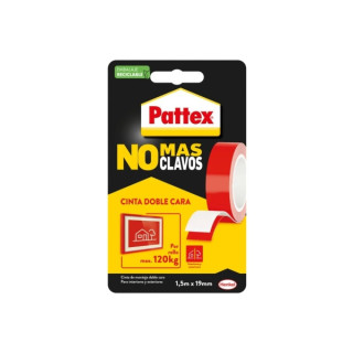 Pattex No mas Clavos Cinta Doble Cara 19mm x 1.5m - Fijacion Rapida y Limpia - Para Objetos Lisos en Interior y Exterior - Colo