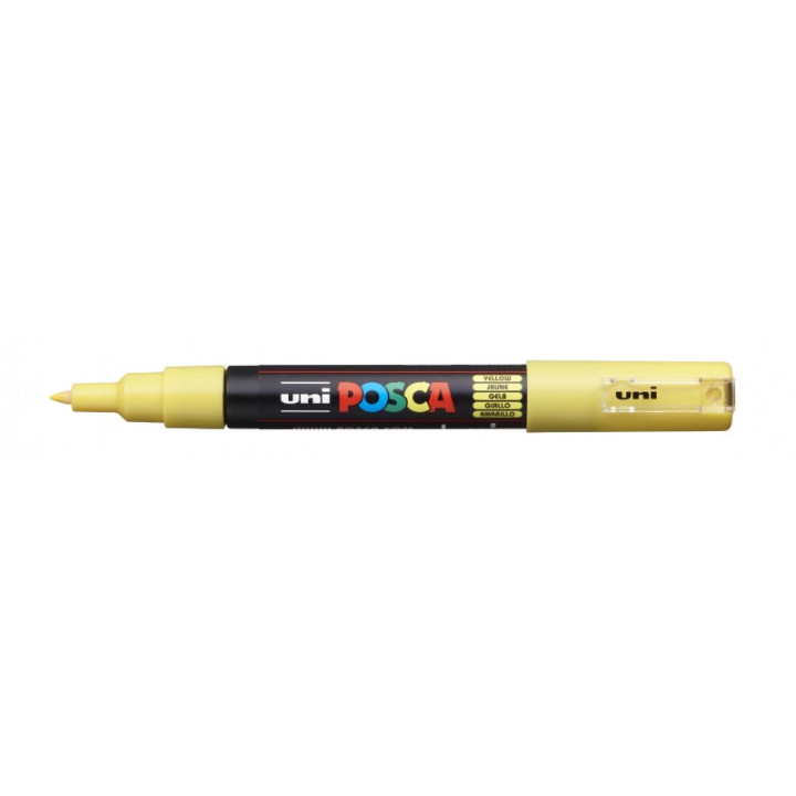 Posca PC-1M Marcador de Pintura - Punta de Poliester Conica 0.7mm - Tinta Base al Agua - Resistente a la Luz - Color Amarillo