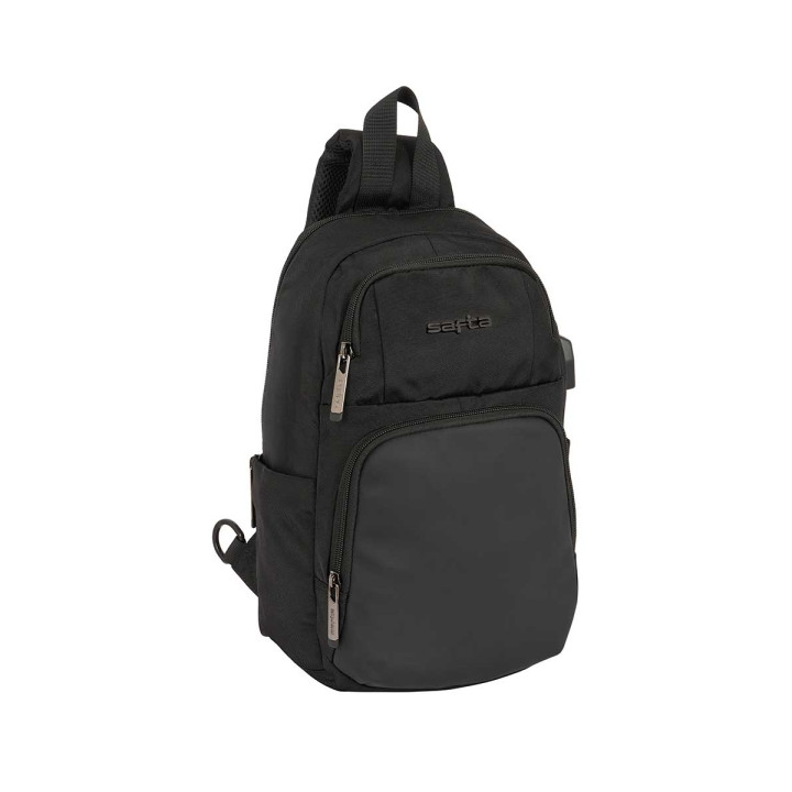 Safta Business Mini Mochila - Bolsillo Frontal - Cremalleras Bidireccionales - Bolsillo Lateral - Conector USB Integrado - Hombr