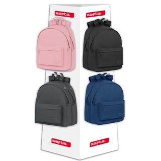 Safta Expositor con 8 Ganchos para Mochilas - Carton Reciclado - Ecologico y Sostenible - Facil de Montar - Resistente y Durader