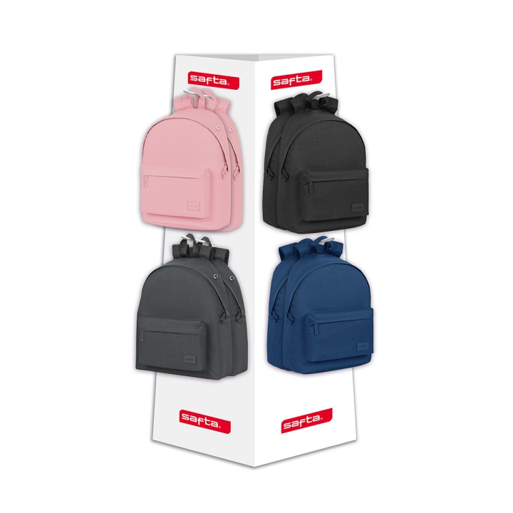 Safta Expositor con 8 Ganchos para Mochilas - Carton Reciclado - Ecologico y Sostenible - Facil de Montar - Resistente y Durader