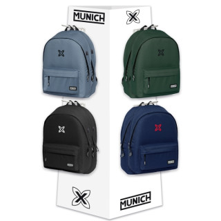 Safta Munich Basicos Expositor con 8 Ganchos para Mochilas - Carton Reciclado - Colores Surtidos