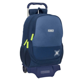 Safta Munich Blue Indigo Mochila con Carro - 2 Compartimentos - Portabotellas - Tirador Doble - Hombreras Ergonomicas - Mochila