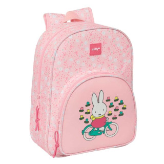 Safta Miffy Flores Mochila Infantil - Adaptable a Carro - Portabotellas - Hombreras Ergonomicas - Bolsillo Frontal - 10L - Motiv