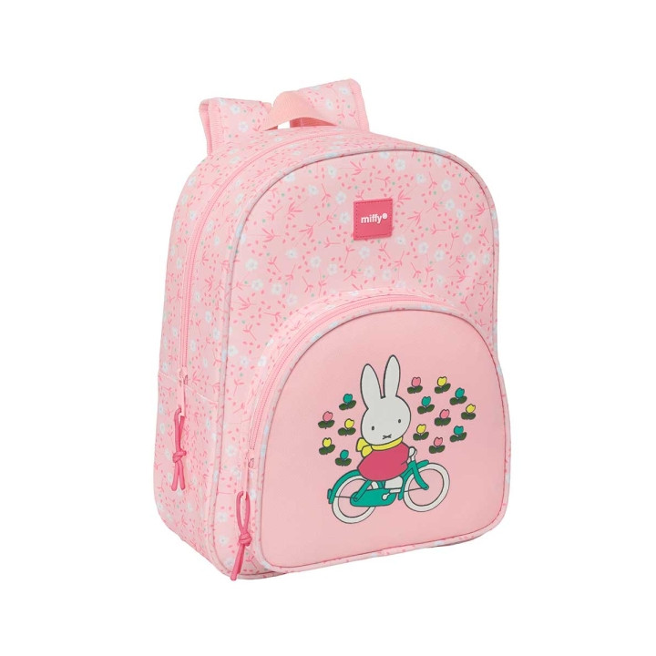 Safta Miffy Flores Mochila Infantil - Adaptable a Carro - Portabotellas - Hombreras Ergonomicas - Bolsillo Frontal - 10L - Motiv
