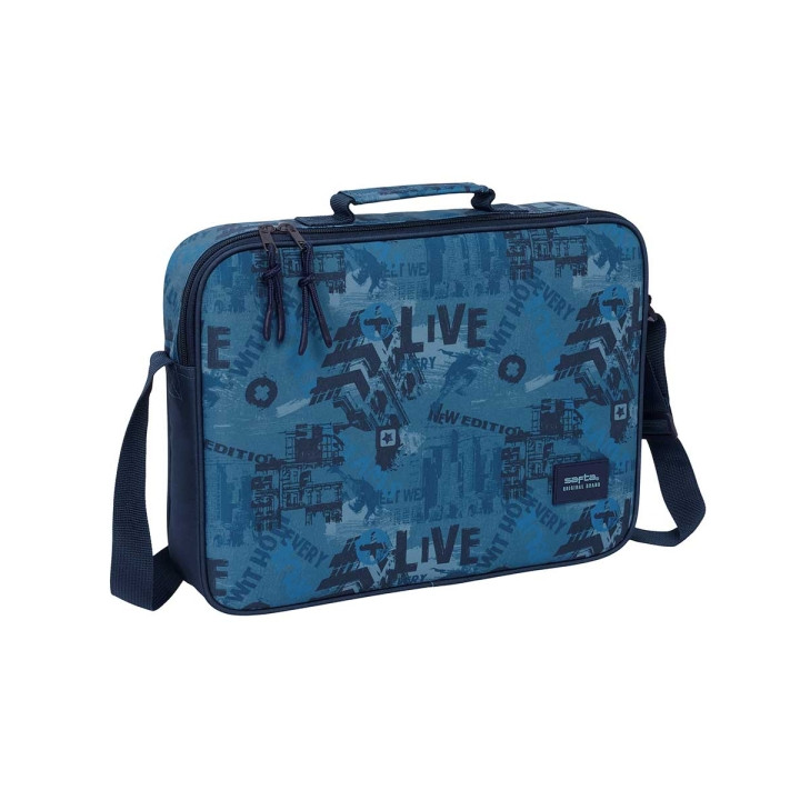 Safta New Edition Maletin con Cremallera - Bandolera Ajustable - Asa Forrada - Doble Tirador - Fondo Semirigido - 6L - 380x60x28