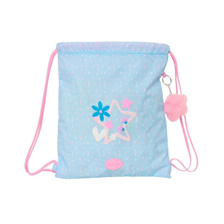 Safta Blackfit8 Smile Saco Plano - Bolsillo con Cremallera - Cierre con Cordones - 5L - Material Compacto - Uso Diario y Deporti