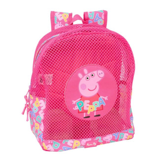 Safta Peppa Pig Mochila - Rejilla Anti-Arena - Doble Tirador - Hombreras Acolchadas - Asa Superior - 13.15L - 320x120x380mm - Co