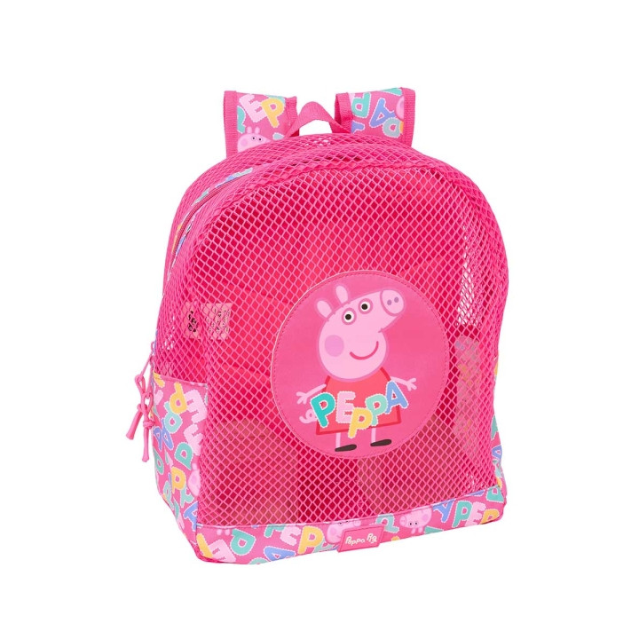 Safta Peppa Pig Mochila - Rejilla Anti-Arena - Doble Tirador - Hombreras Acolchadas - Asa Superior - 13.15L - 320x120x380mm - Co