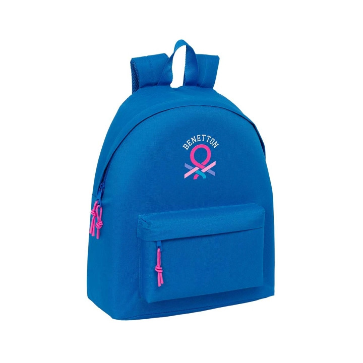 Safta Benetton Basics Azulina Mochila - Bolsillo Frontal - Hombreras Acolchadas - Doble Tirador en Cremallera - Asa de Mano Supe