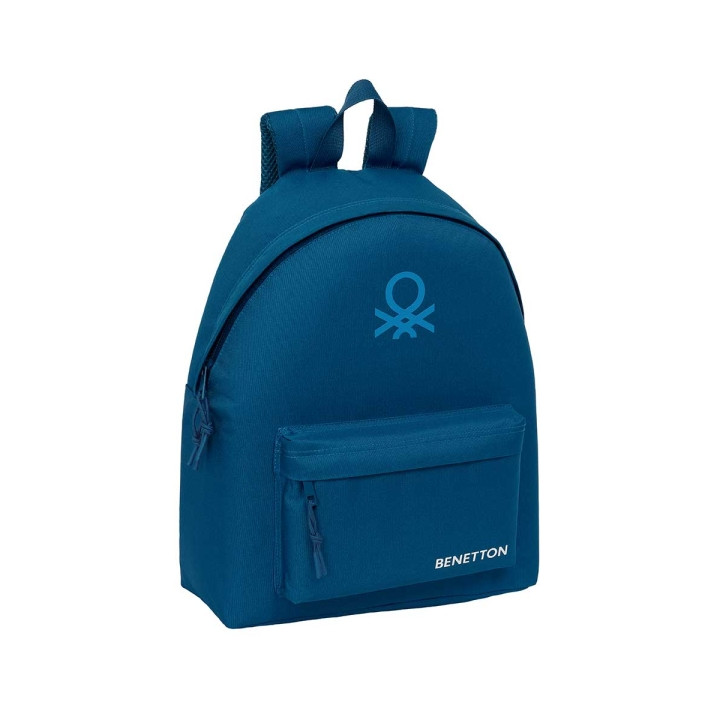 Safta Benetton Basics Marino Mochila - Bolsillo Frontal - Hombreras Acolchadas - Doble Tirador en Cremallera - Asa Superior de T