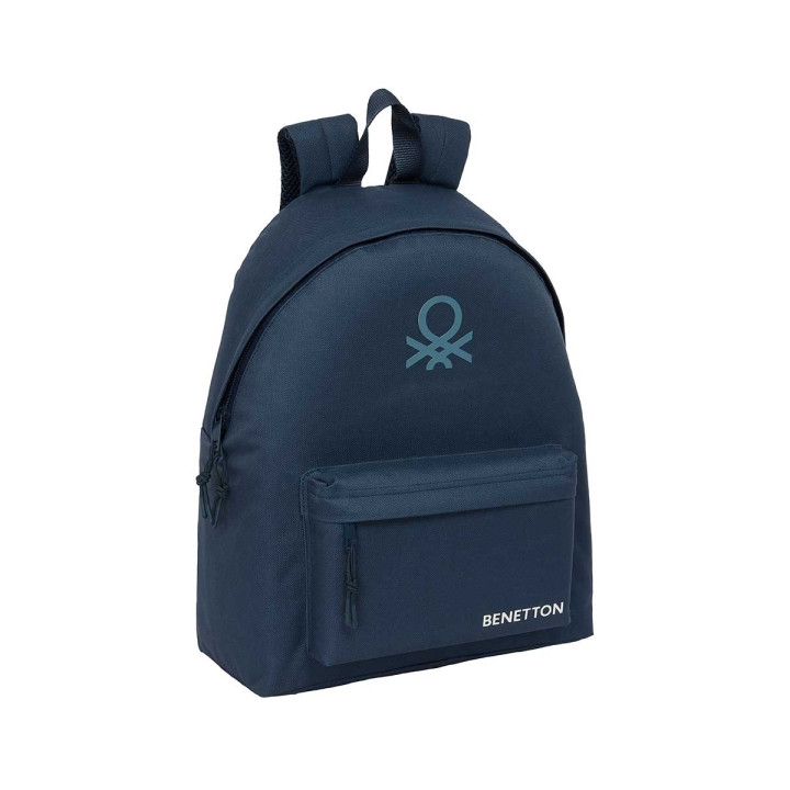 Safta Benetton Basics Antracita Mochila - Bolsillo Frontal - Hombreras Acolchadas - Doble Tirador en Cremallera - Asa Superior -