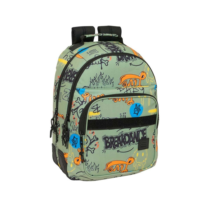 Safta Graffiti Zone Mochila con 2 Compartimentos - Antirozaduras - Adaptable a Carro - Bolsillo Frontal - Portabotellas - Tirado