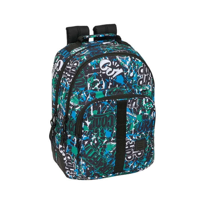 Safta Graffiti Go Mochila con 2 Compartimentos - Antirozaduras - Adaptable a Carro - Bolsillo Frontal - Portabotellas - Tirador